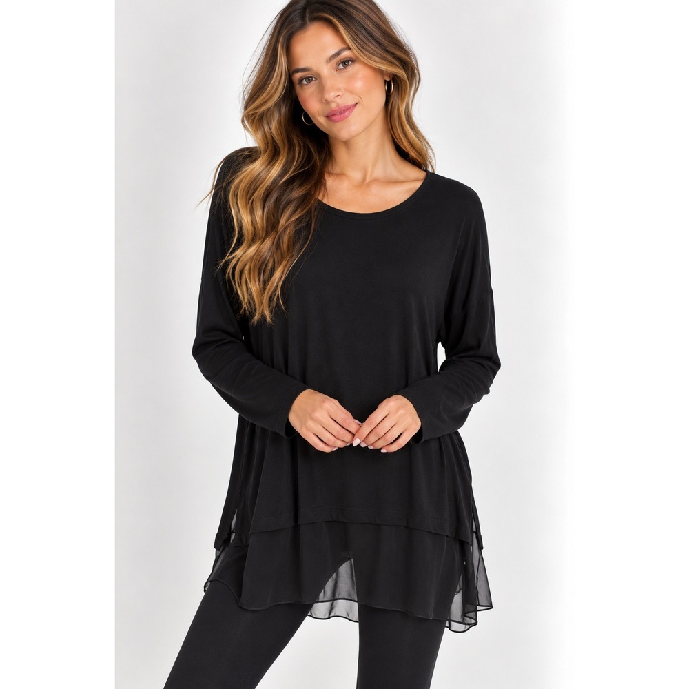 Eileen Fisher Layered Silk Tunic Quiet Luxury Old Money Dark Academia Career